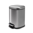 thumbnail image 1 of Acento Cubo Square Step Trash Can, 1.6 Gallon Compact Bathroom Waste Bin with Soft Close and Stay Open Lid, Removable Inner Bucket, Brushed Stainless Steel, 1 of 11