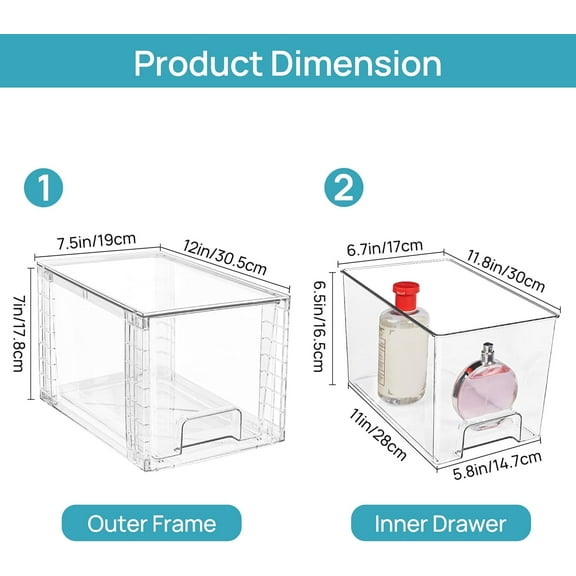 Large stackable storage drawers that are easy to assemble, acrylic storage boxes under the bathroom closet sink, plastic boxes for kitchen cabinets, food storage rooms, and cosmetics