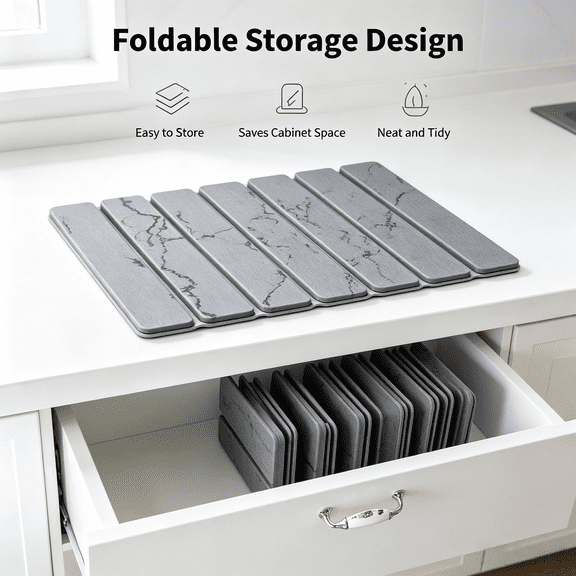 Large stone dish drying pads for kitchen counters, quick-drying stone dishes/bath pads, foldable water-absorbing diatomite drying tissue pads, for board rack bottle utensils