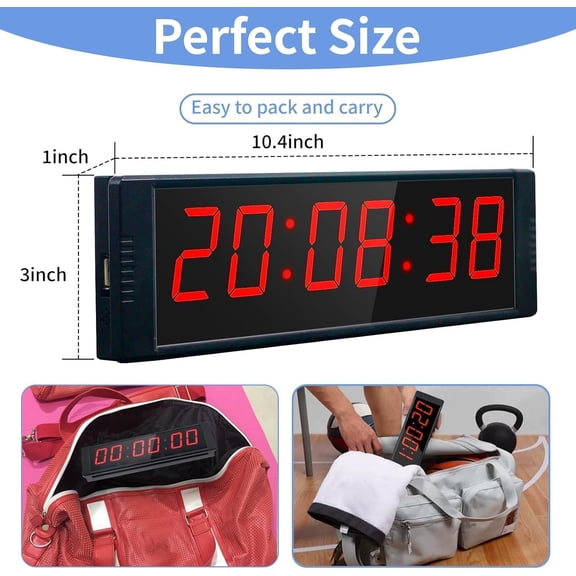 Large stopwatch with start/stop button, LED digital timer with remote control, countdown clock with buzzer, clock for home gym, interval timer for workouts