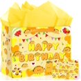 thumbnail image 1 of Large yellow Mexican taco gift bag, fun Mexican festival birthday gift wrapping paper bag, a party decoration, with cards and tissue paper, suitable for children and adults Tuesday party small gift s, 1 of 4