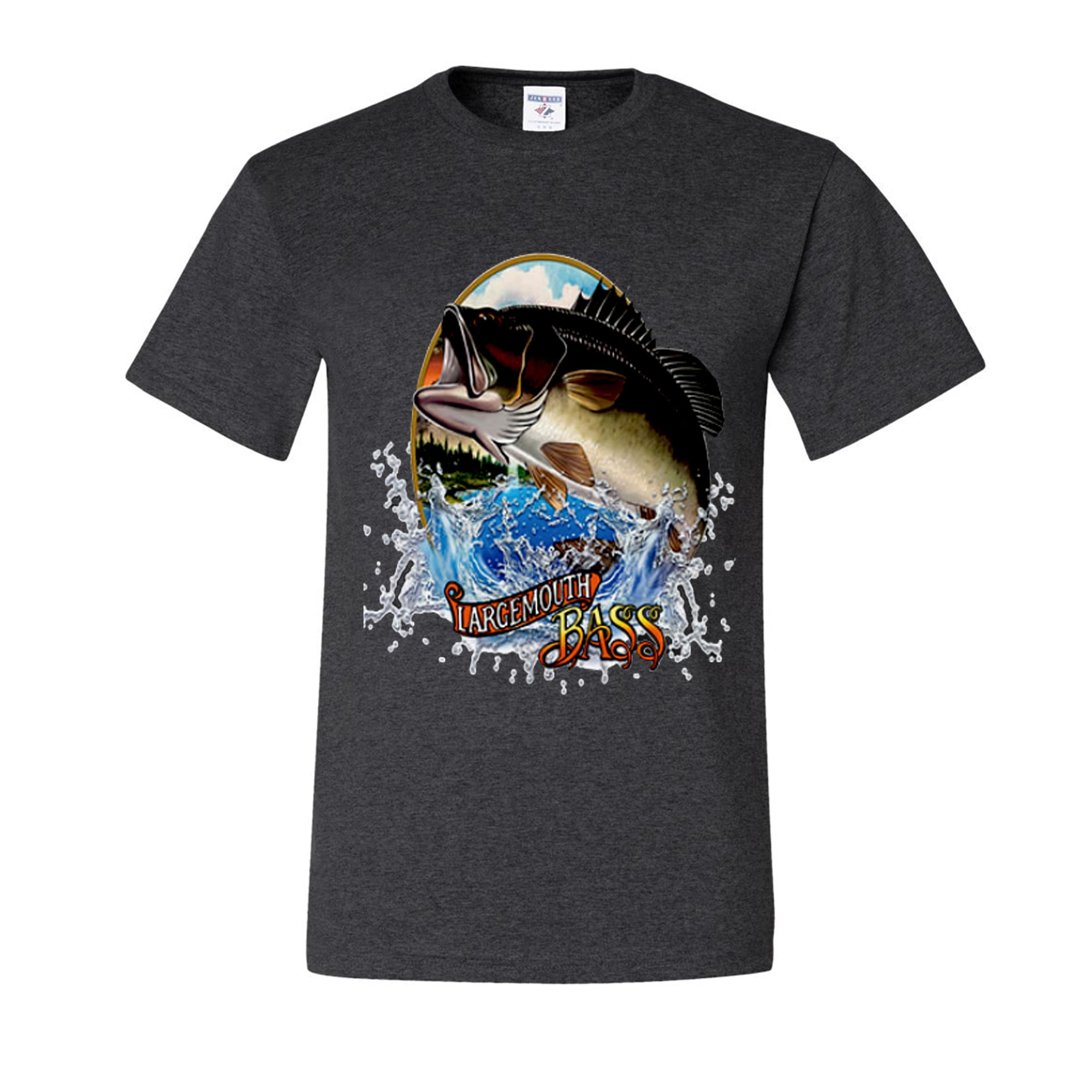 Wild Custom Apparel Largemouth Bass Fish Fishling Lovers Mens T-shirts , Navy Blue, Large, adult unisex