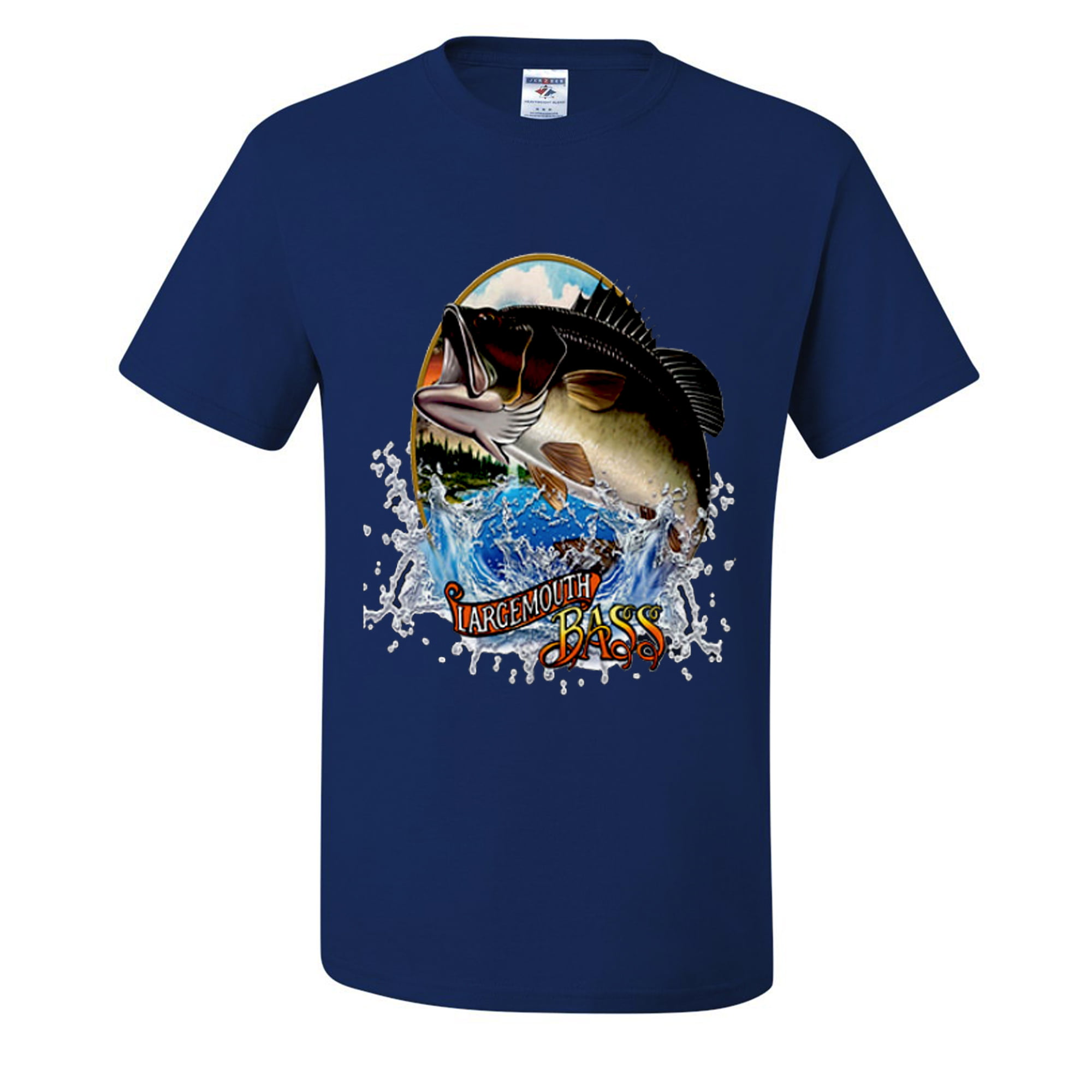 Wild Custom Apparel Largemouth Bass Fish Fishling Lovers Mens T-shirts , Forest Green, Medium, Adult unisex