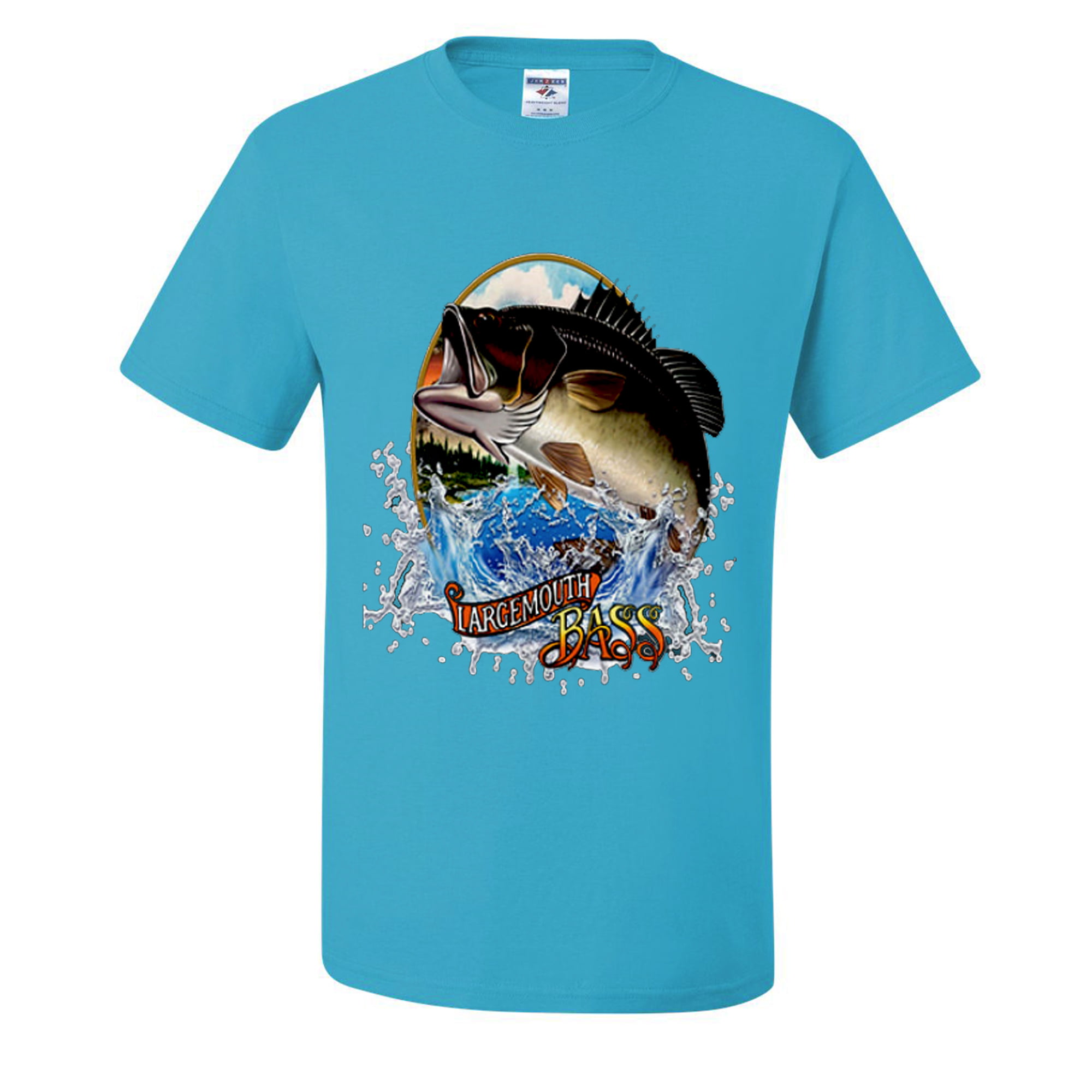 LargeMouth Bass Fish Fishling Lovers Mens T-shirts , Forest Green, Medium 