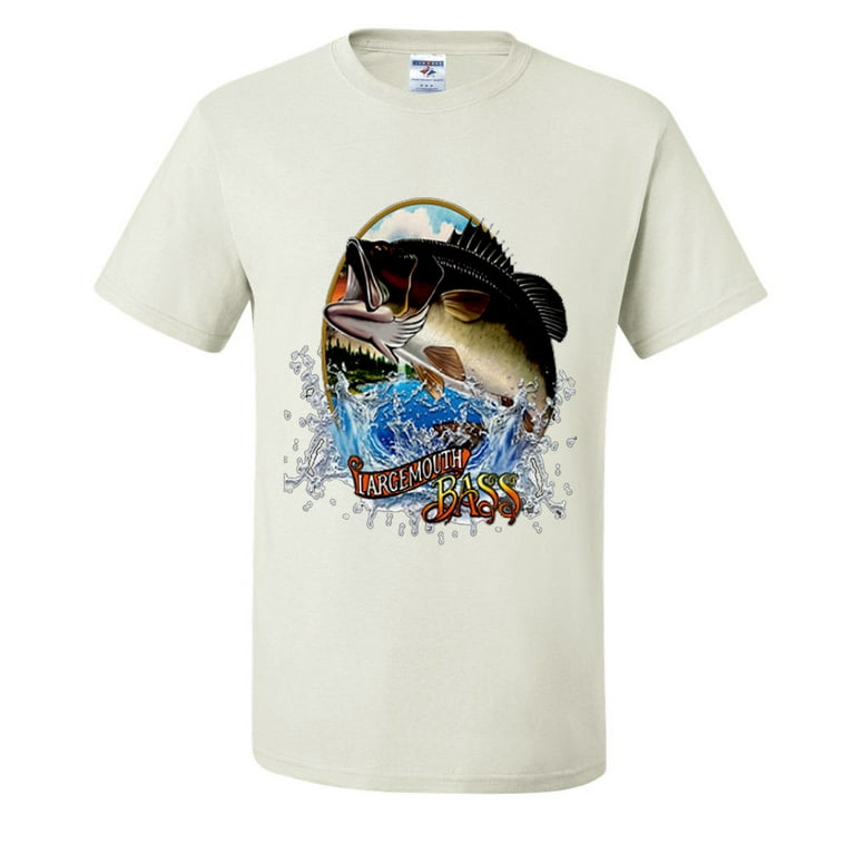 LargeMouth Bass Fish Fishling Lovers Mens T-shirts , White, 4XL