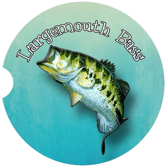 Largemouth Bass Car Coaster, Absorbent Stoneware Car Cup Holder Coaster, Set of 2