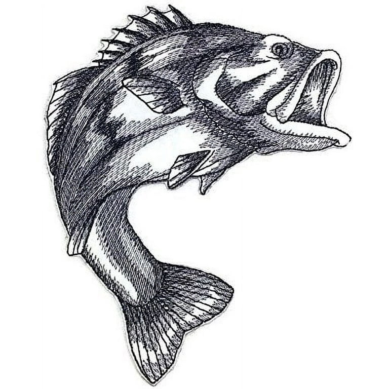 Largemouth Bass Fish Embroidered Iron On/Sew patch [6.8 x5] 