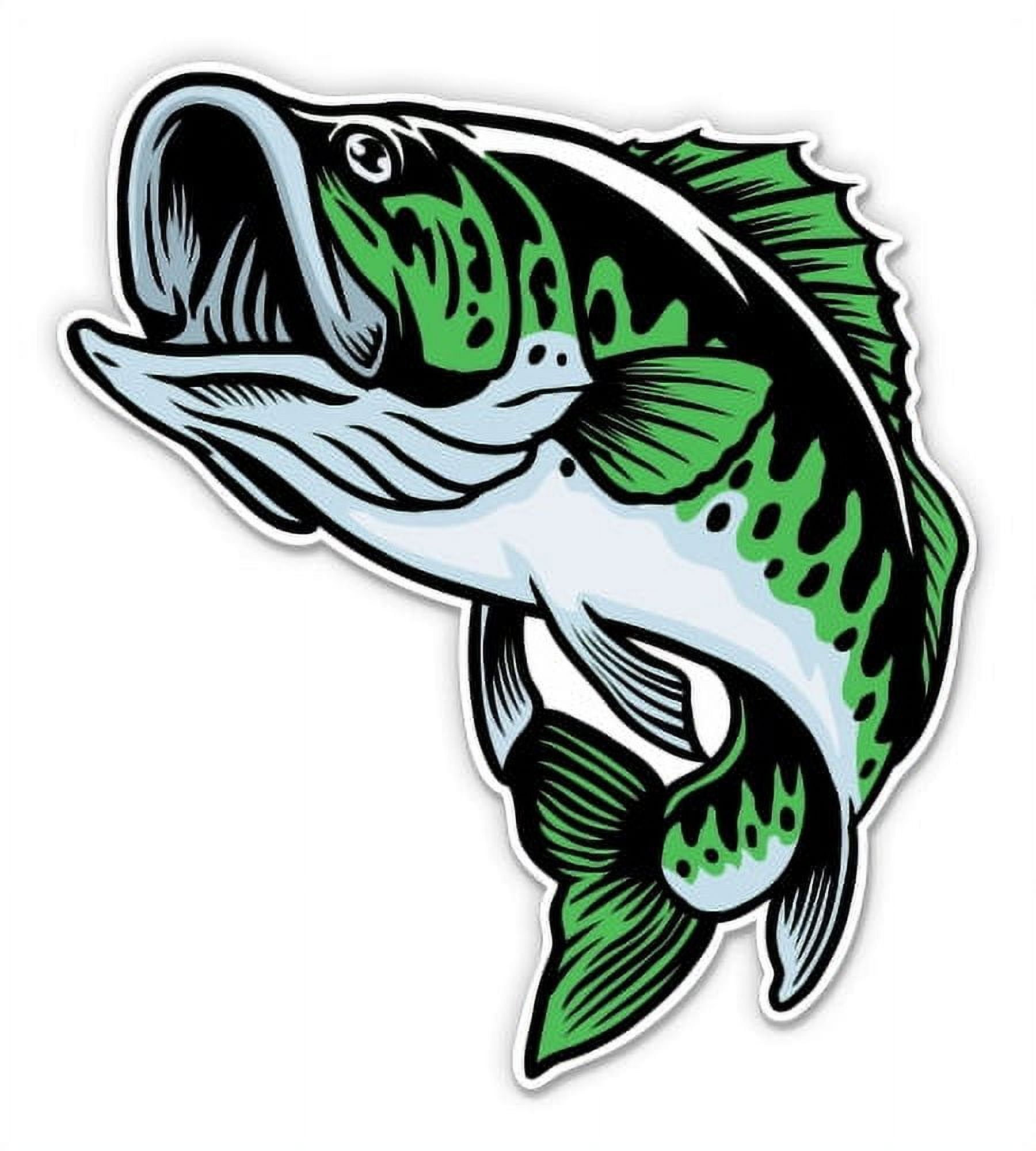 Largemouth Bass Fish Fishing - 3 Vinyl Sticker - For Car Laptop Water  Bottle Phone - Waterproof Decal 