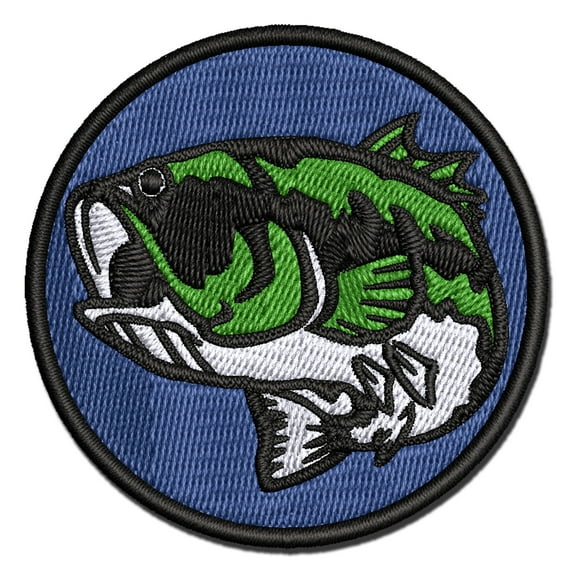 Largemouth Bass Fish Fishing Applique Multi-Color Embroidered Iron-On Patch - 2.5 Inch Small