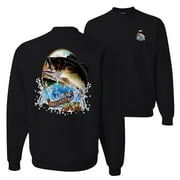 Largemouth Bass Fish Fishling Lovers FRONT AND BACK Mens Crew Neck , Black, Small