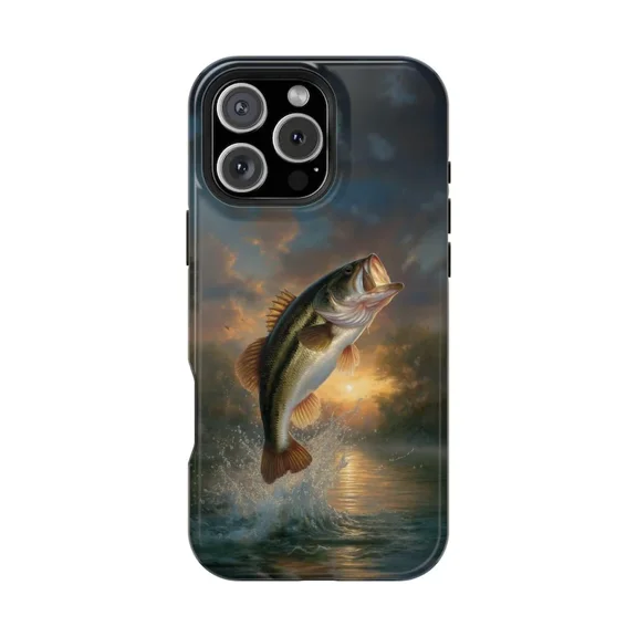 Largemouth Bass Fish Gift Protective Case for iPhone 11 12 13 14 15 16 17 Pro Max