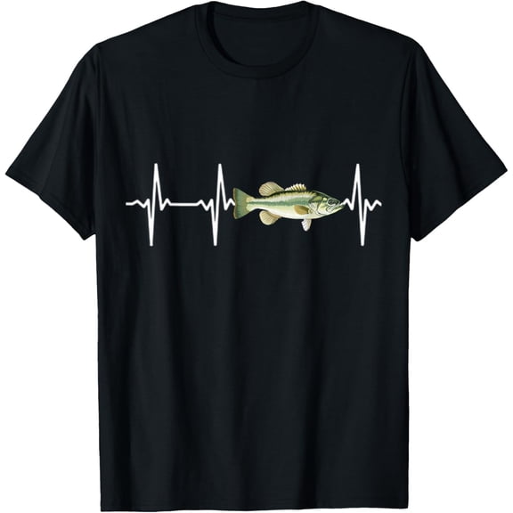 Largemouth Bass Heartbeat For Freshwater Fish Fishing Lovers T-Shirt