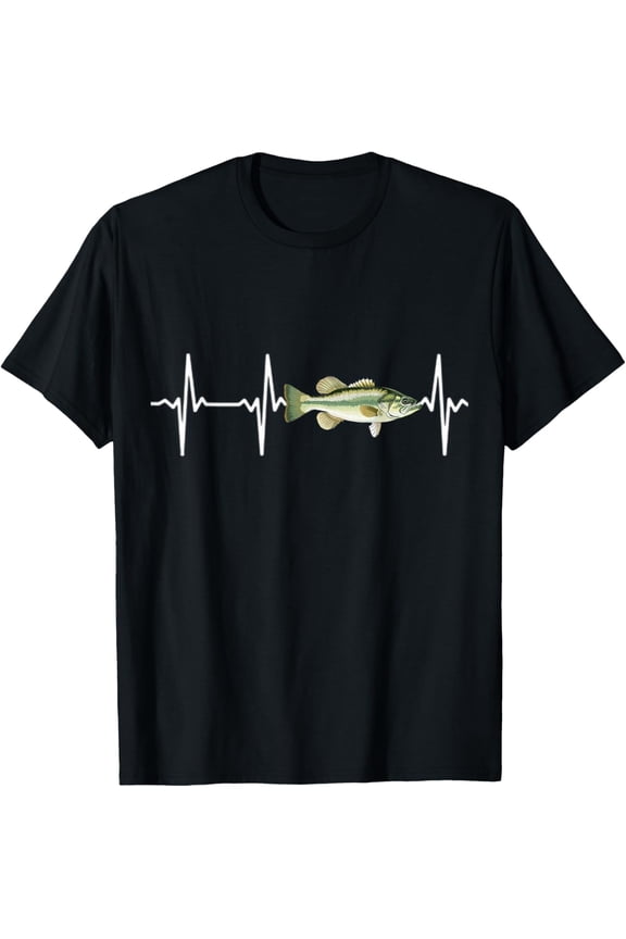 Largemouth Bass Heartbeat For Freshwater Fish Fishing Lovers T-Shirt