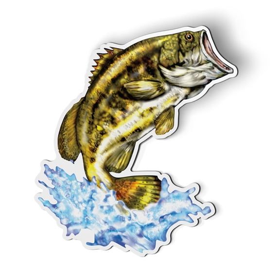 Largemouth Bass Jumping Fish Fishing - 5.5" Magnet for Car Locker Refrigerator