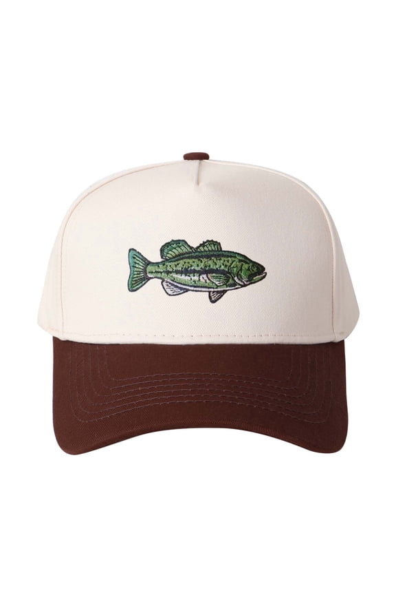 Largemouth Bass Letter Embroidered Color Block Trucker Hat Unisex Adjustable Cotton Breathable Fashion Cap for Travel Daily Wear