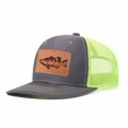 thumbnail image 1 of Largemouth Bass Scene Leather Patch Embroidered Color Block Trucker Hat Unisex Adjustable Cotton Breathable Fashion Cap for Travel Daily Wear, 1 of 11