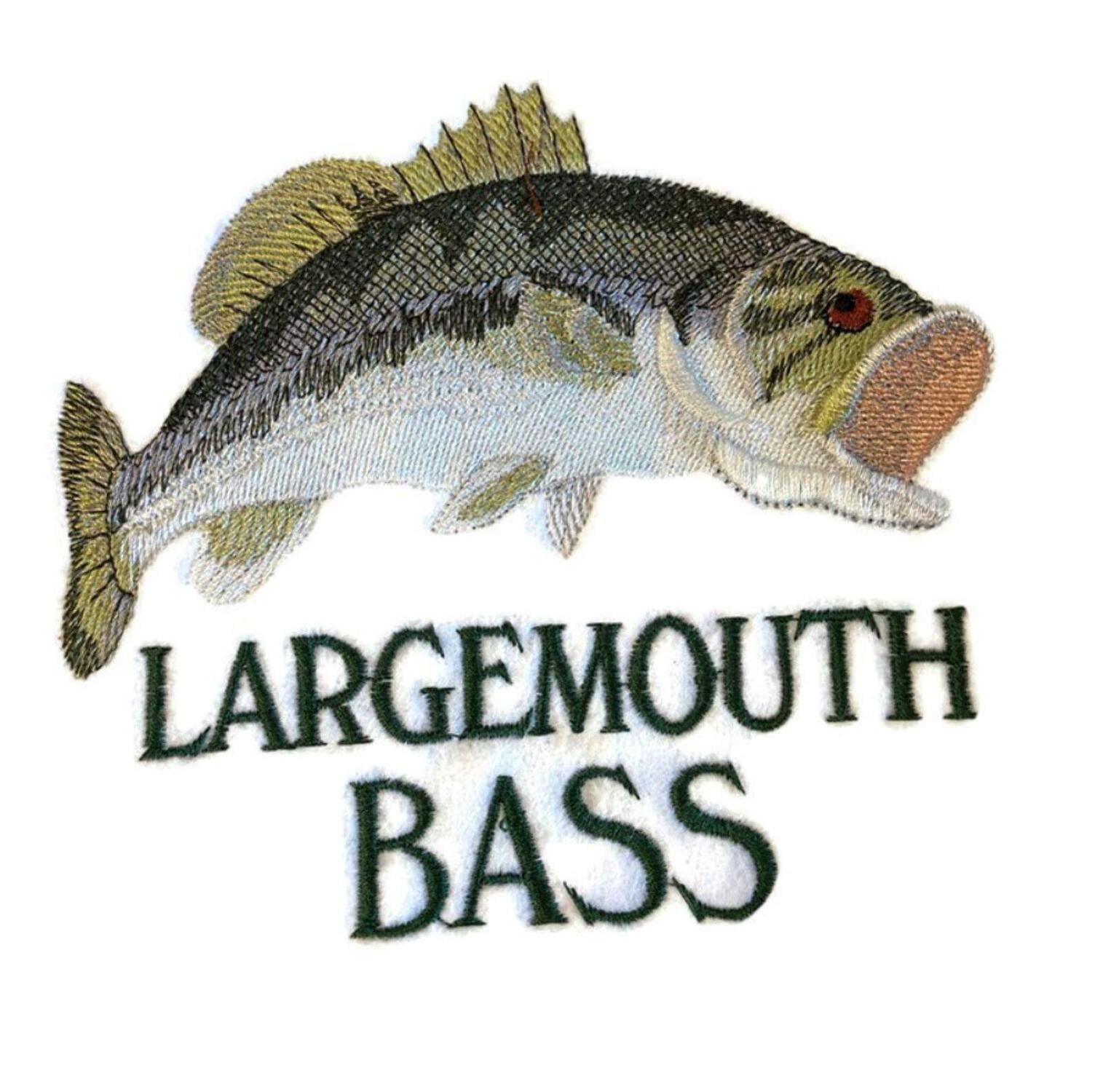 Nature's Magic Beautiful Custom Fish Portraits [ Largemouth Bass with Name ] Embroidered Iron On/Sew Patch (5.4" x 4.8") Made in USA