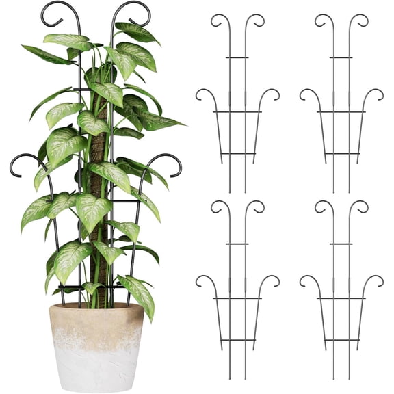 Larger 23.6in Plant Trellis for Climbing Plants Indoor Outdoor, 4 Pack Expandable Metal Potted - Sturdy Rustproof Support Pothos Ivy Hoya Monstera, Houseplant Decor
