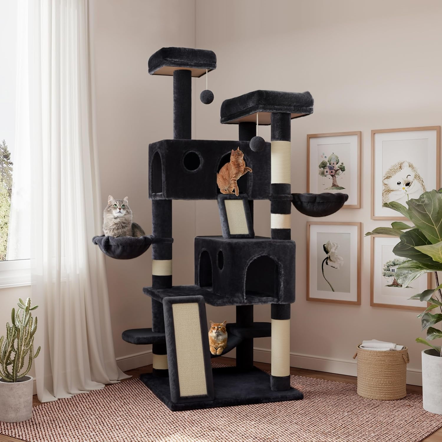Larger Cat Tree Tower Condo for Indoor Cats, MultiLevel Furniture