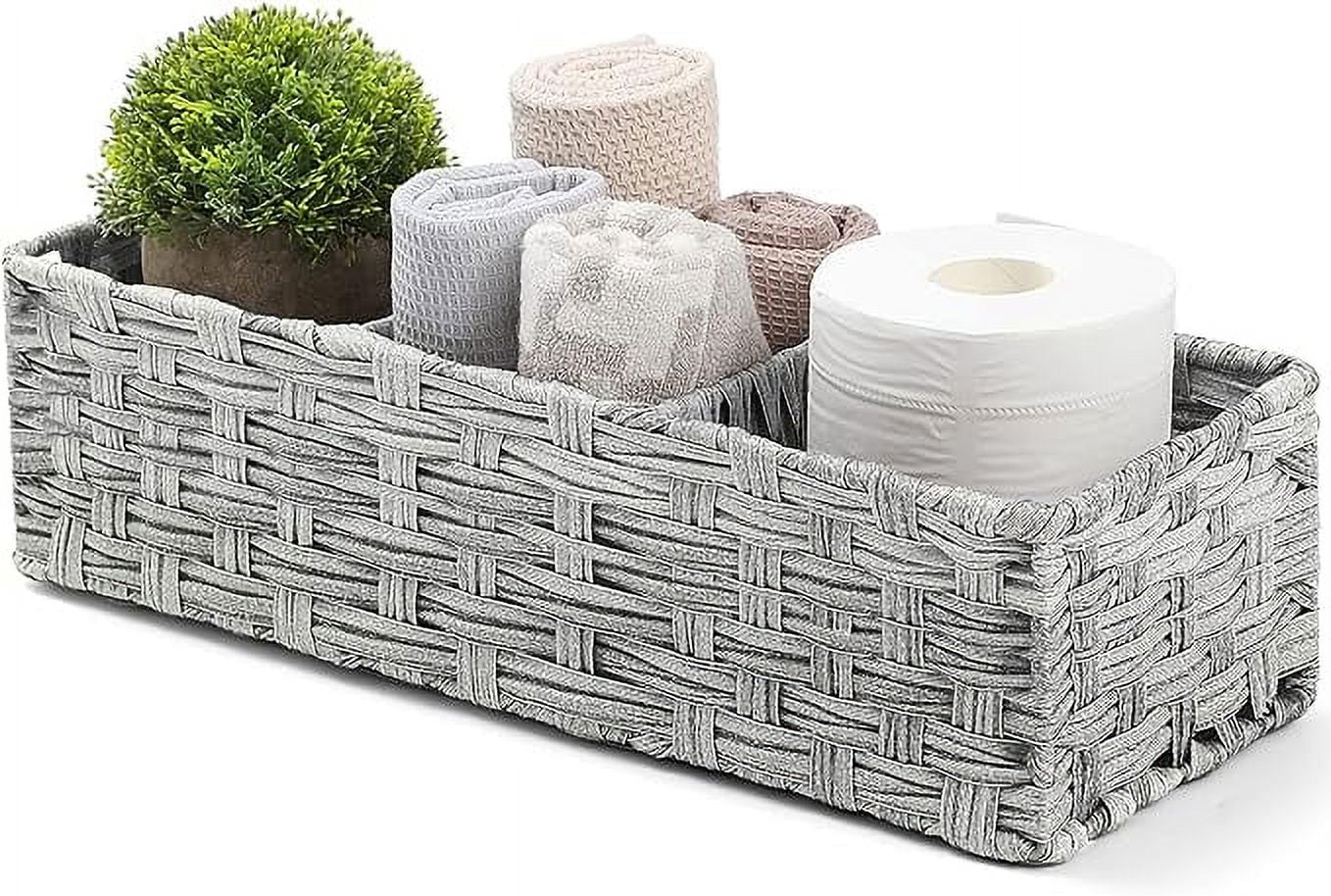 [Larger Compartments] Toilet Tank Topper Paper Basket Multiuse Hand