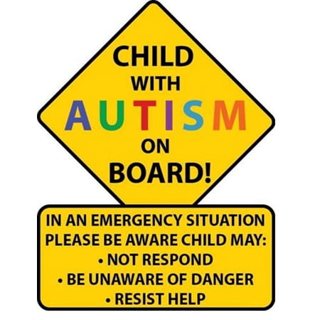 (Larger Dimension/Better Visibility/Reflective) Child with Autism on Board Car Truck Decal | Alert Responders (Small, 3M Sticker)