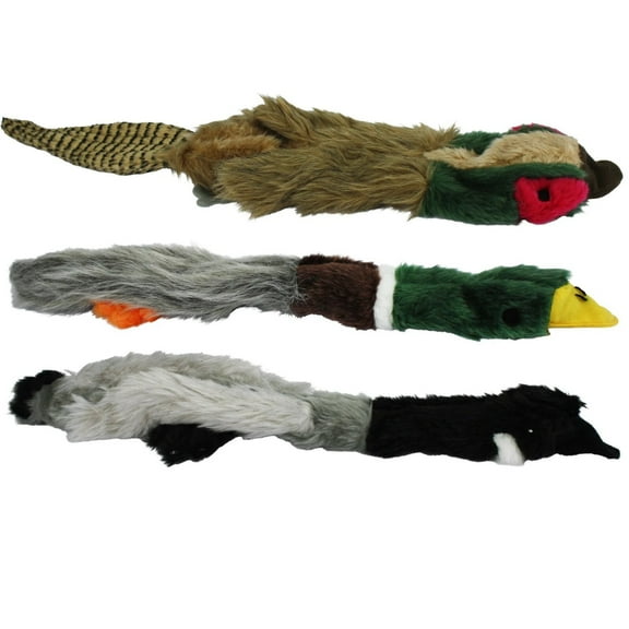 Larger Dog Hunting Toys Migrating Plush Birds Stuffing Free Honker Squeaker 20" (Set of All 3 Birds)