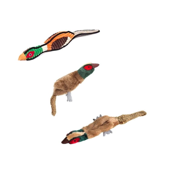 Larger Dog Toys Wild Bird Sets of 3 Field Stream Style Squeakers and Squawkers (Pheasant Trio of Toys)