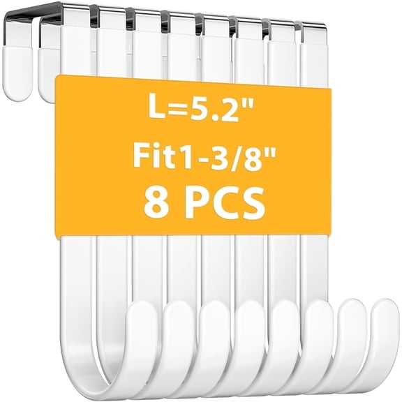 Larger Door Hanger Hooks, 8 Pack Over The Door Hooks for Hanging, Over The Door Towel Rack for Bathroom, Towel Hooks Fits 1 3/8" Door