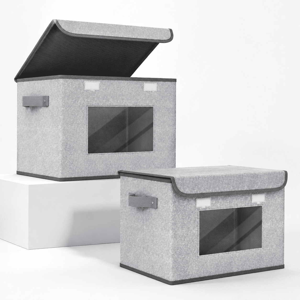 Collapsible Material Larger Fabric Collapsible Storbwith Lids 2 Pack Gray - Walmart.com