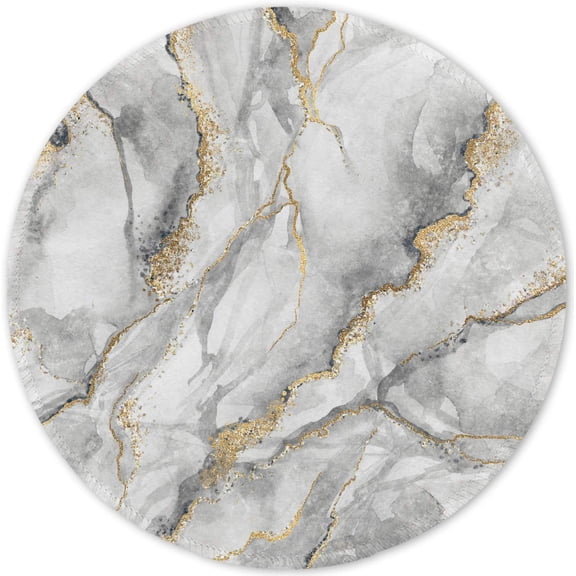 Larger Mouse Pad with Stitched Edge Premium-Textured Mouse Mat Waterproof Non-Slip Rubber Base Round Mousepad for Laptop Computer PC Office 8.7×8.7×0.12 inches Gray Marbling