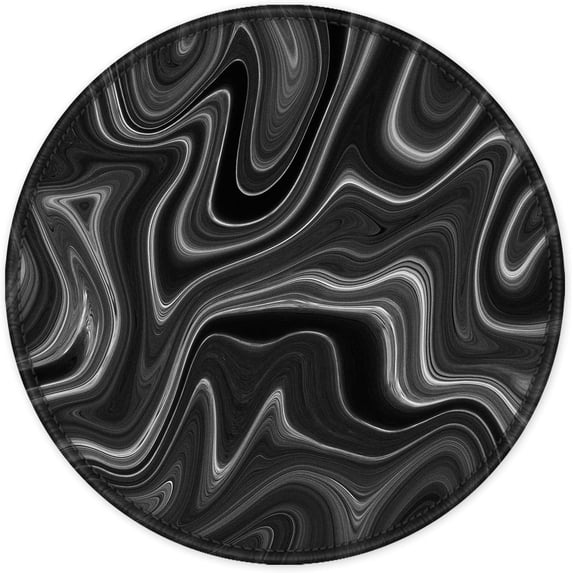 Larger Mouse Pad with Stitched Edge, Premium-Textured Mouse Mat Waterproof Non-Slip Rubber Base Round Mousepad for Office Gaming PC Laptop 8.7×8.7 inches, Abstract Black and White