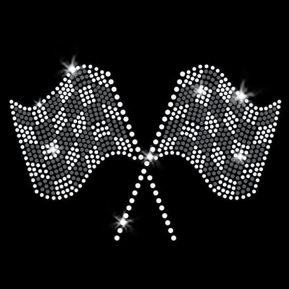 Larger Racing Flags Iron-on Clear Rhinestone and Rhinestud Transfer by JCS Rhinestones