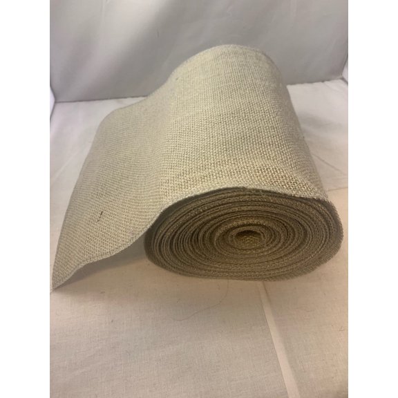 Burlap Fabrics Serged Burlap Ribbon Light Grey - 9 Inch Wide with Sewn Edges