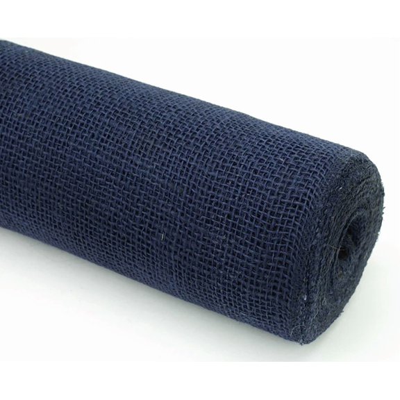 Navy Serged Burlap Ribbon, 14 Inch Wide