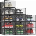 Larger Shoe Storage Boxes Fit Size 14, Clear Plastic Stackable Shoe ...