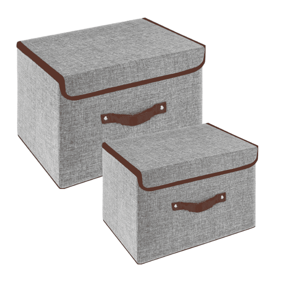 Larger Foldable Storage Cubes [2-Pack] Linen Fabric Collapsible Storage Cube Bin, Linen Closet Organizer Baskets with Lid, Handles for Toys  Home, Nursery, Closet - (Grey, 15in&10in)