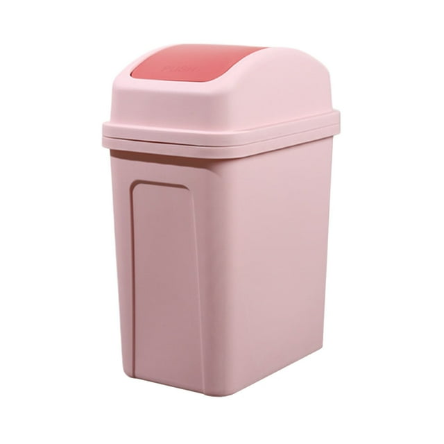 Larger Trash Can with SwingTop Lid, Small Creative Covered Garbage Bin, Plastic Swing Top