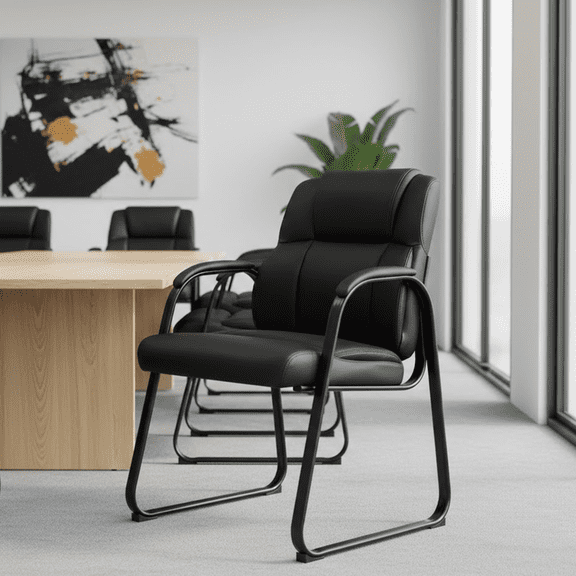 Larger Waiting Room Chairs, 1 PCS Leather Office Reception Guest Chair with Padded Arms for Home Office, Conference, Lobby, Medical Clinic Elderly Student