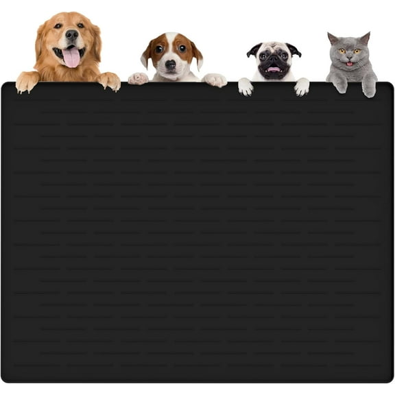 Largest Dog Food Mat, 48"x32" Silicone Dog and Cat Mat for Food and Water Bowls, Thinken Waterproof Non-Slip XXXL Pet Feeding Mat for Floors (Dark Blue)