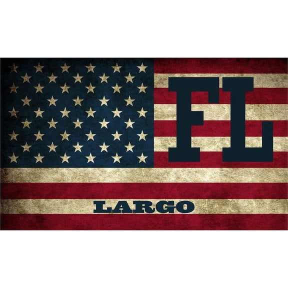 Largo FL Florida Pinellas County Vintage US Flag Decal Bumper Sticker 3M Vinyl 3" x 5"