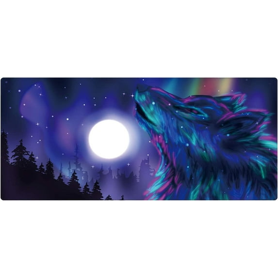 Largr Galaxy Extended Keyboard Mouse Pad Desk Pad Waterproof Big Mouse and Mouse Pad XXL Mat for Home Working Office(Star Wolf)
