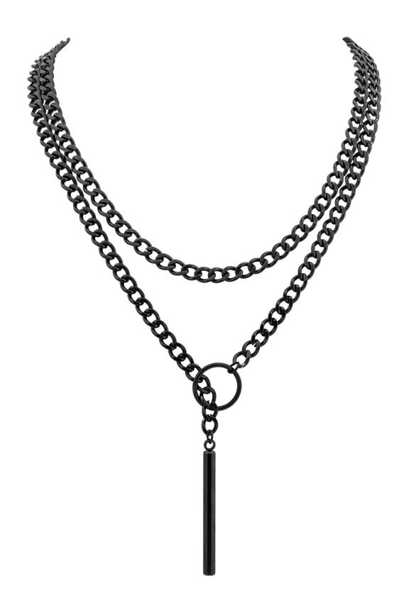 Lariat Chunky Chain Y Necklace, Gothic Emo Punk Grunge Necklace
