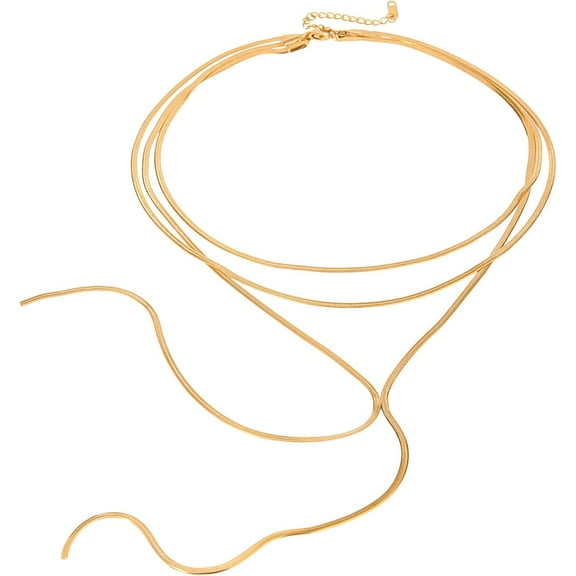 Lariat Long Necklaces for Women - Statement Layered Gold Silver Long Necklaces, Statement Jewelry Gifts for Women