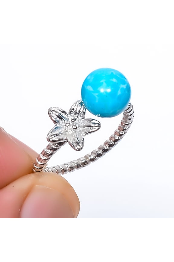 Larimar 925 Sterling Silver Ring Adjustable (R157), Gemstone Jewelry, Birthday Gift, Christmas Gift