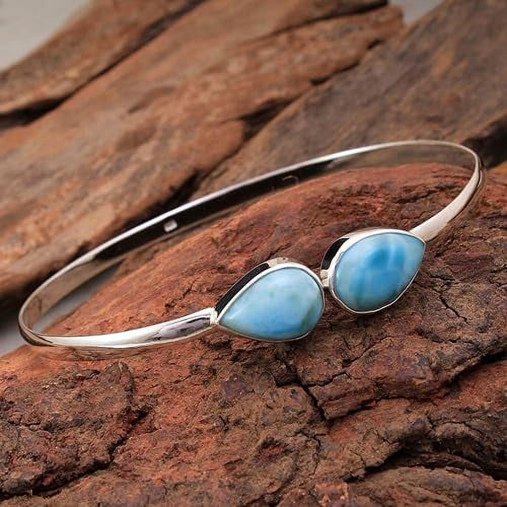 Larimar Bracelet Women Bangle Cuff Bracelet 925 Sterling Silver