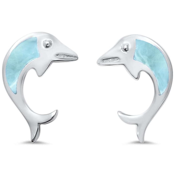 Larimar Dancing Dolphin Earrings Sterling Silver