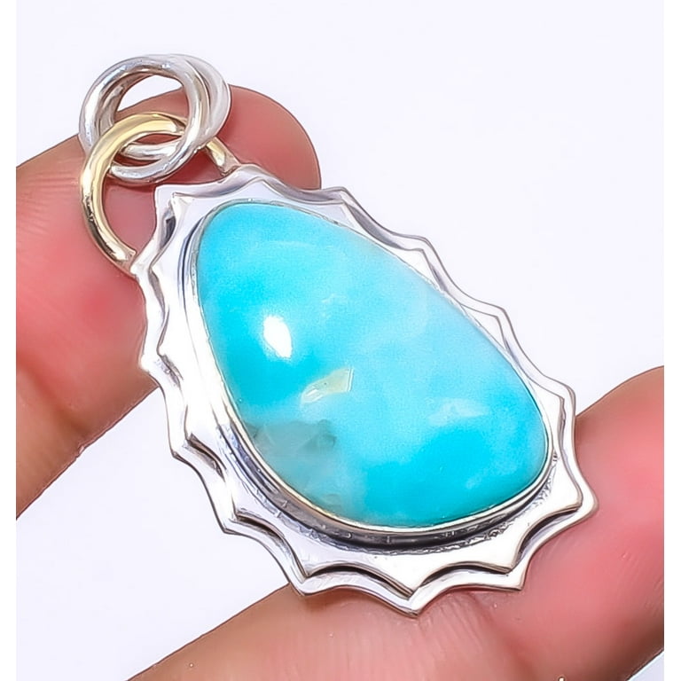 Larimar Dominican Republic 925 Sterling Silver Bali Pendant