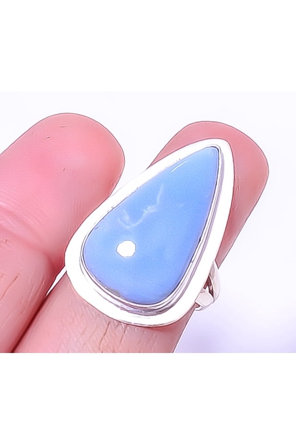Larimar - Domonican Republic Silver Handmade Jewelry Ring s.7 A348, Christmas Gift, Gemstone Silver Jewelry, Larimar Ring, New Year Sale