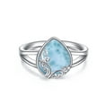 thumbnail image 1 of Larimar Filigree Band Ring Sterling Silver Gemstone Stones Jewelry Gift for Women 7 Size, 1 of 6