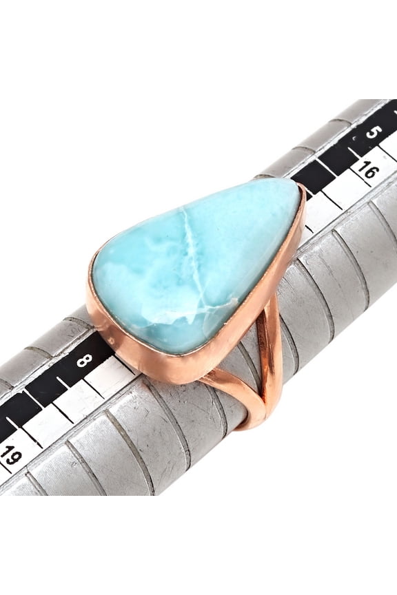 Larimar Gemstone Handmade Gift For Her Jewelry Ring"7"